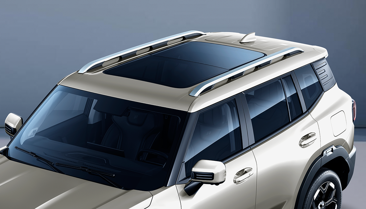 O amplo teto solar panorâmico do Jetour T1 cria uma sensação de liberdade para todos os ocupantes, dianteiros e traseiros, elevando sua experiência ao permitir a entrada abundante de luz natural na cabine.